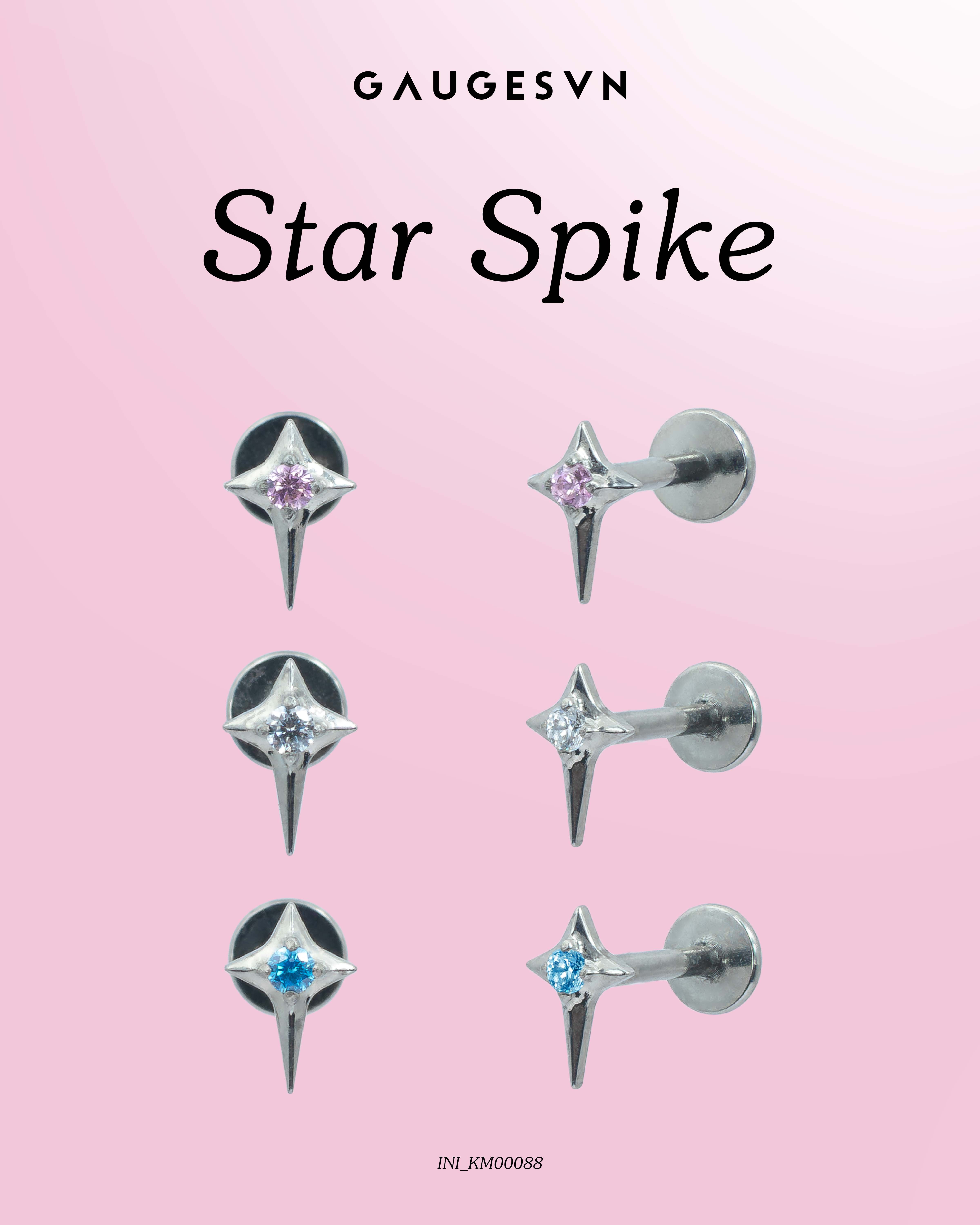 Khuyên tai TITANIUM Star Spike Rose/White/Blue
