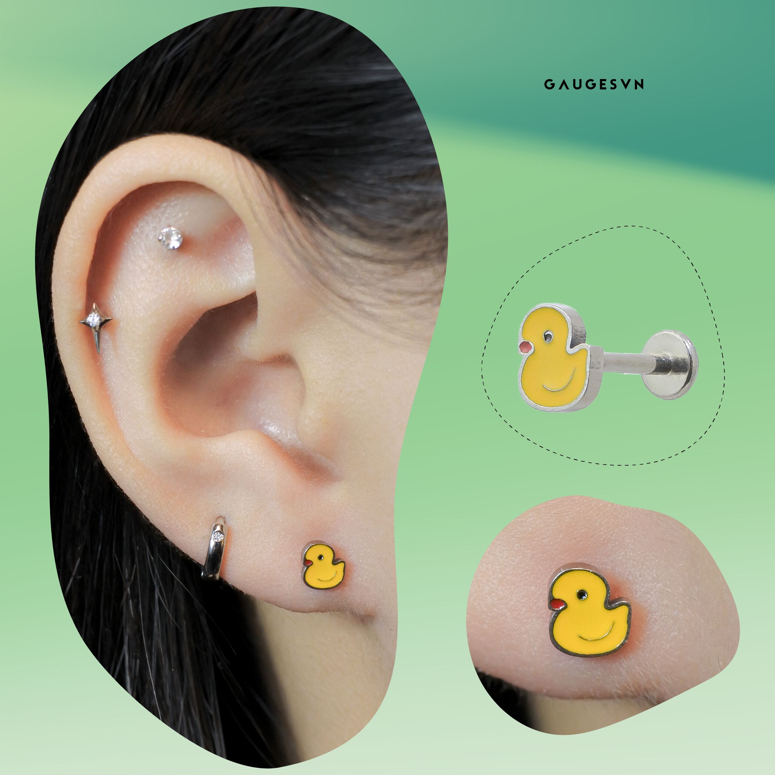 Khuyên tai TITANIUM vịt con và trứng ốp la