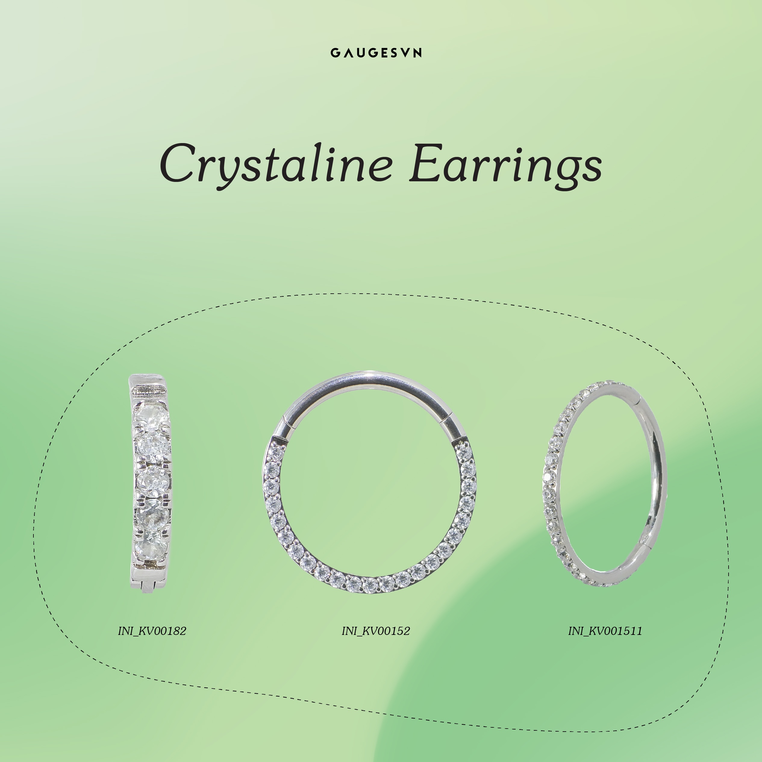 Khuyên tai vòng đính đá "Crystalline Earrings"
