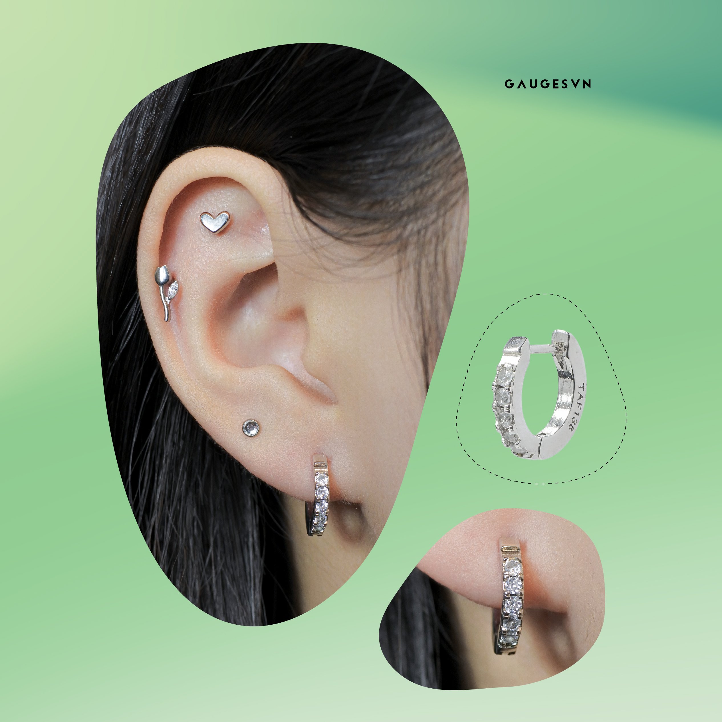 Khuyên tai vòng đính đá "Crystalline Earrings"