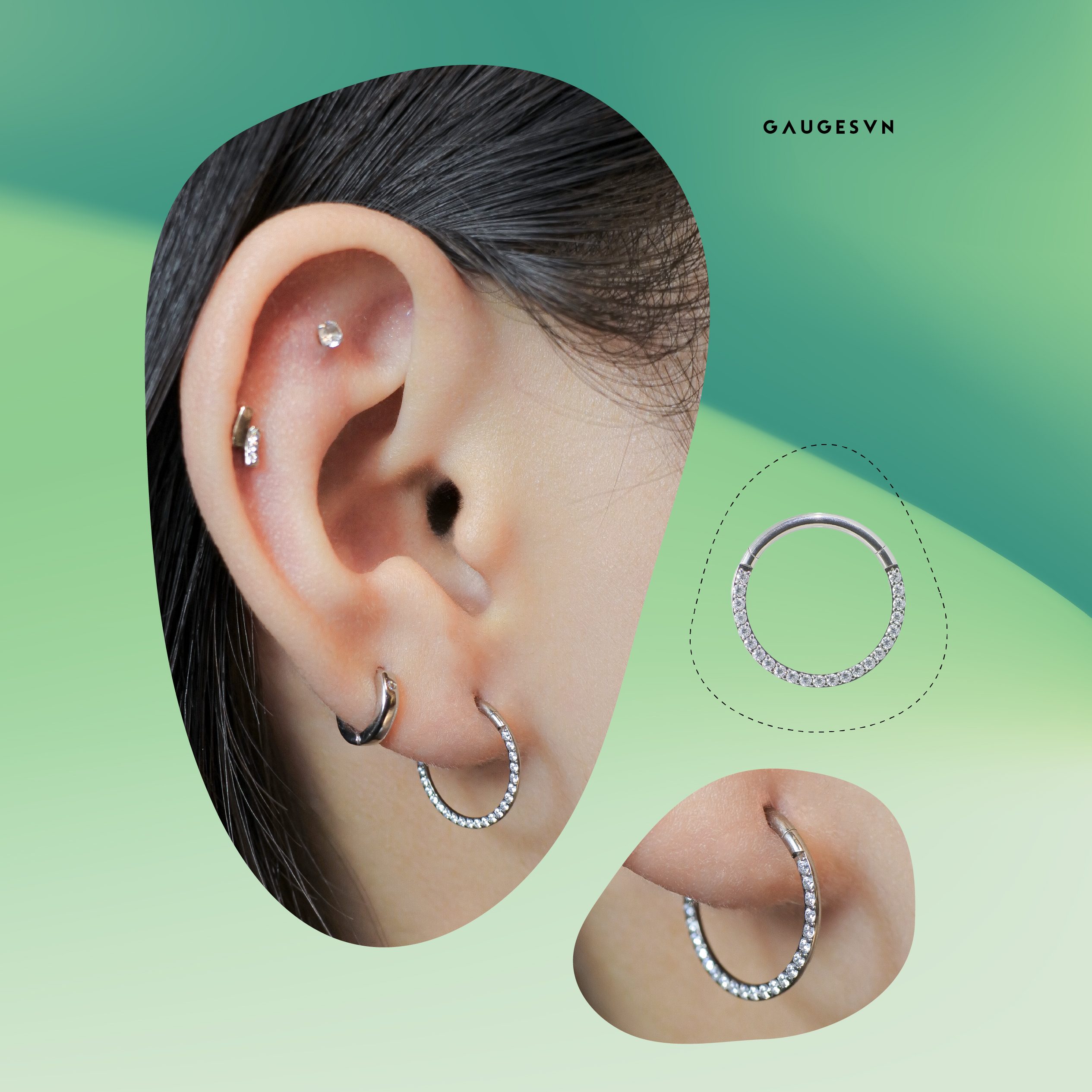 Khuyên tai vòng đính đá "Crystalline Earrings"