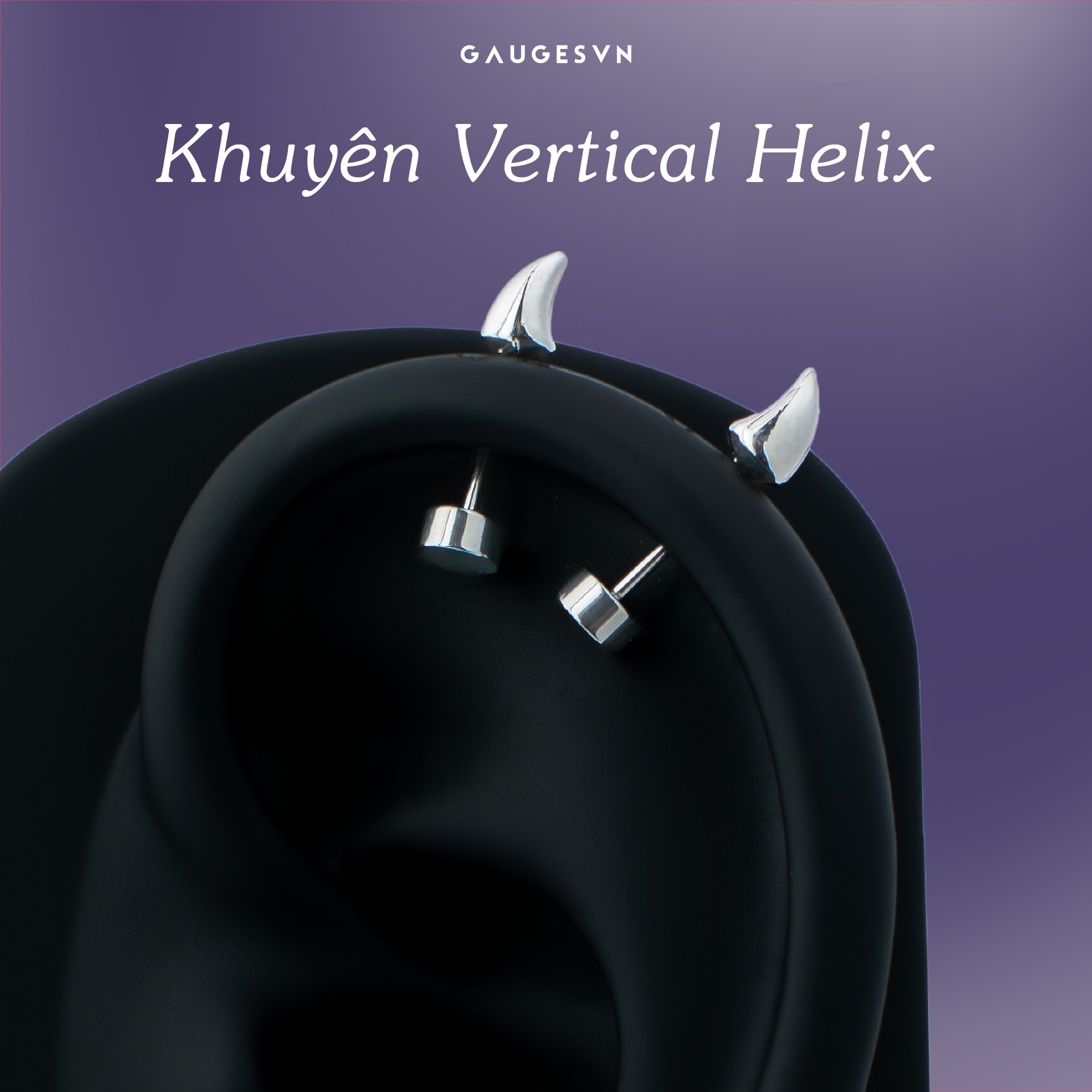 Khuyên vertical helix devil horns 