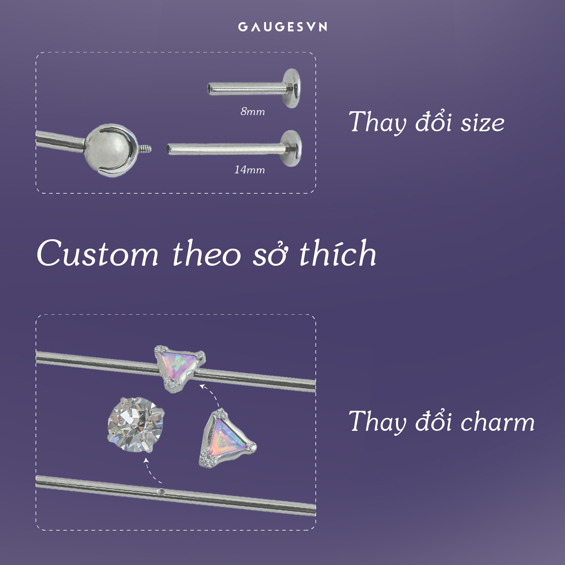 Khuyên TITANIUM Vertical Scaffold Barbell
