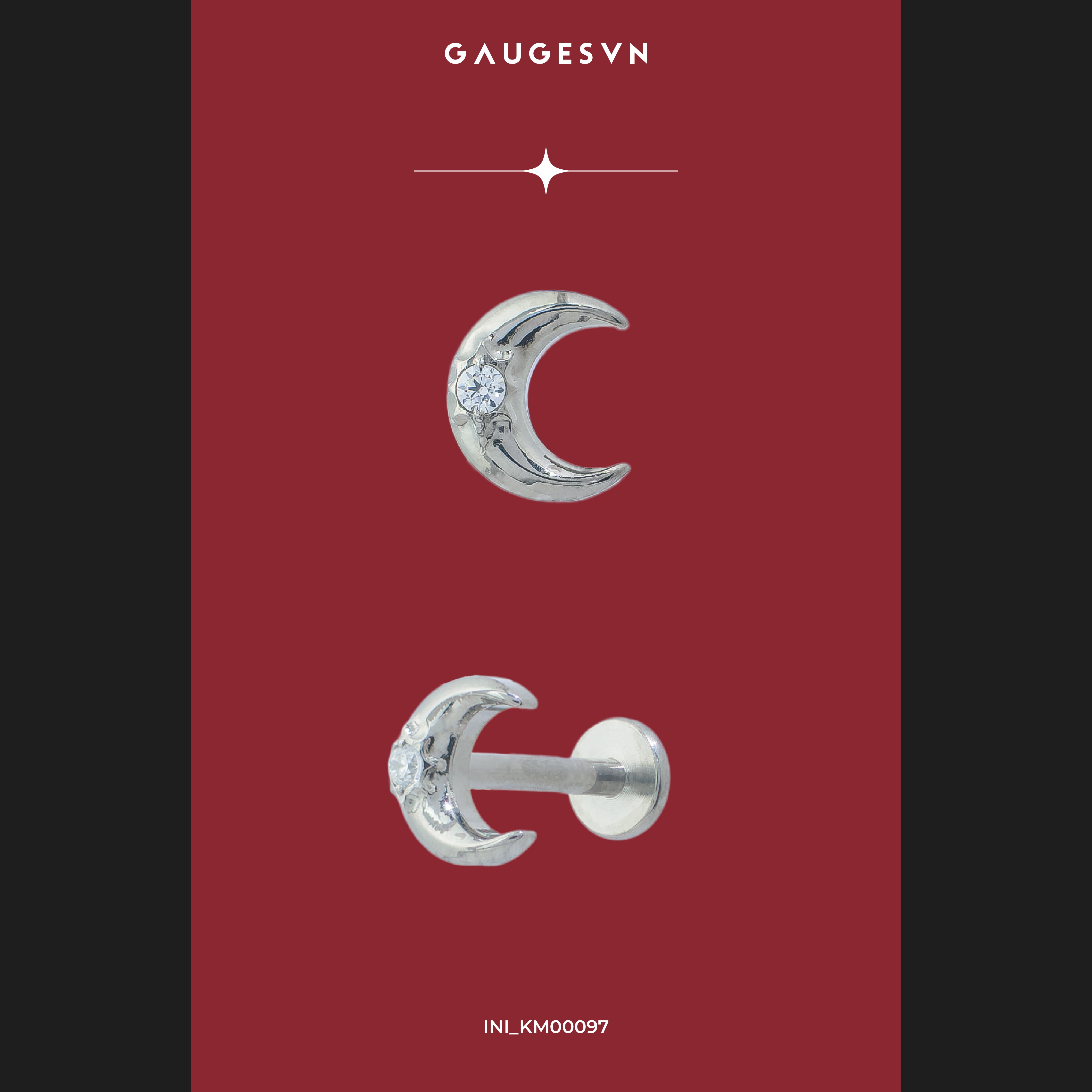 Khuyên tai TITANIUM Crescent Moon & Cross & Clover & Heart