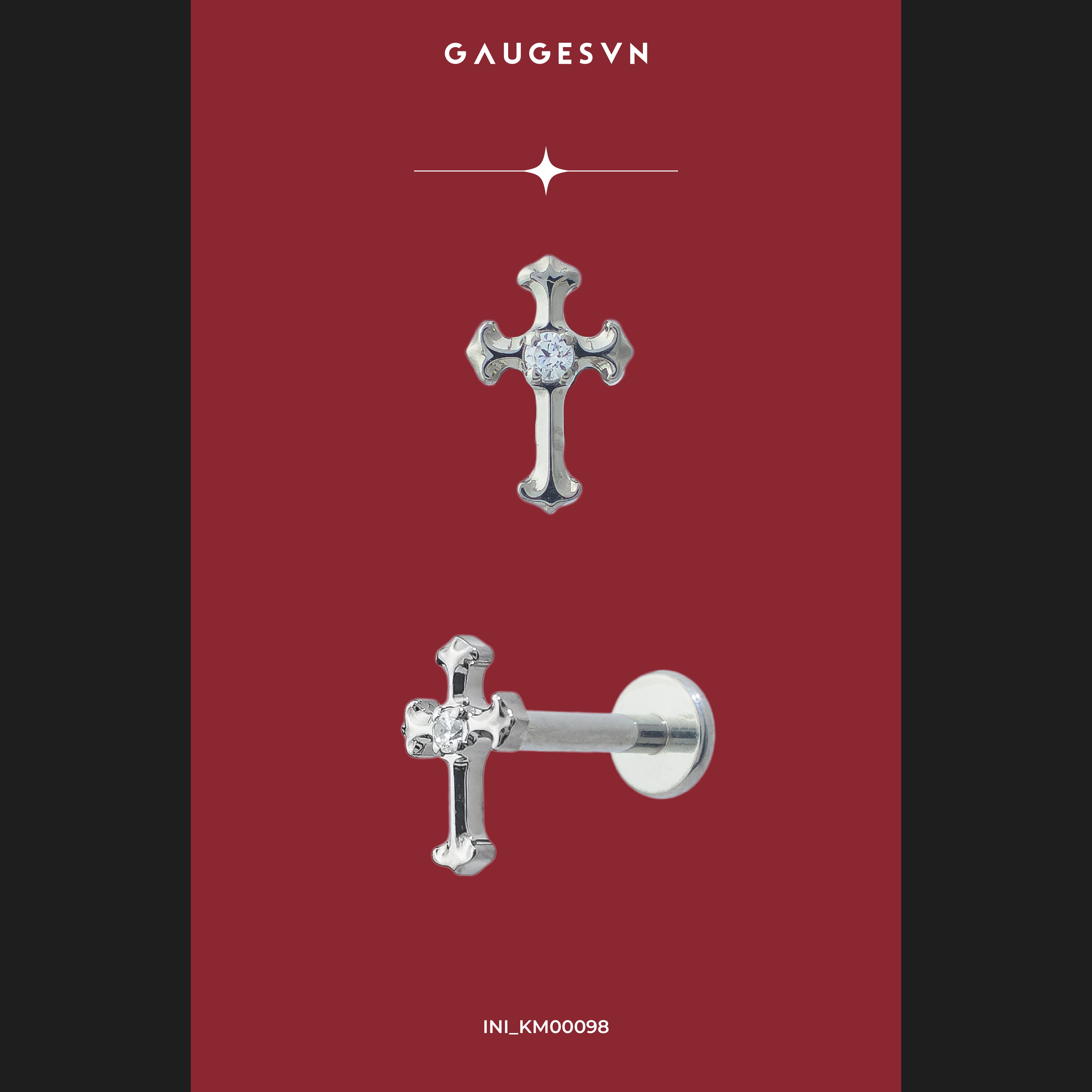 Khuyên tai TITANIUM Crescent Moon & Cross & Clover & Heart