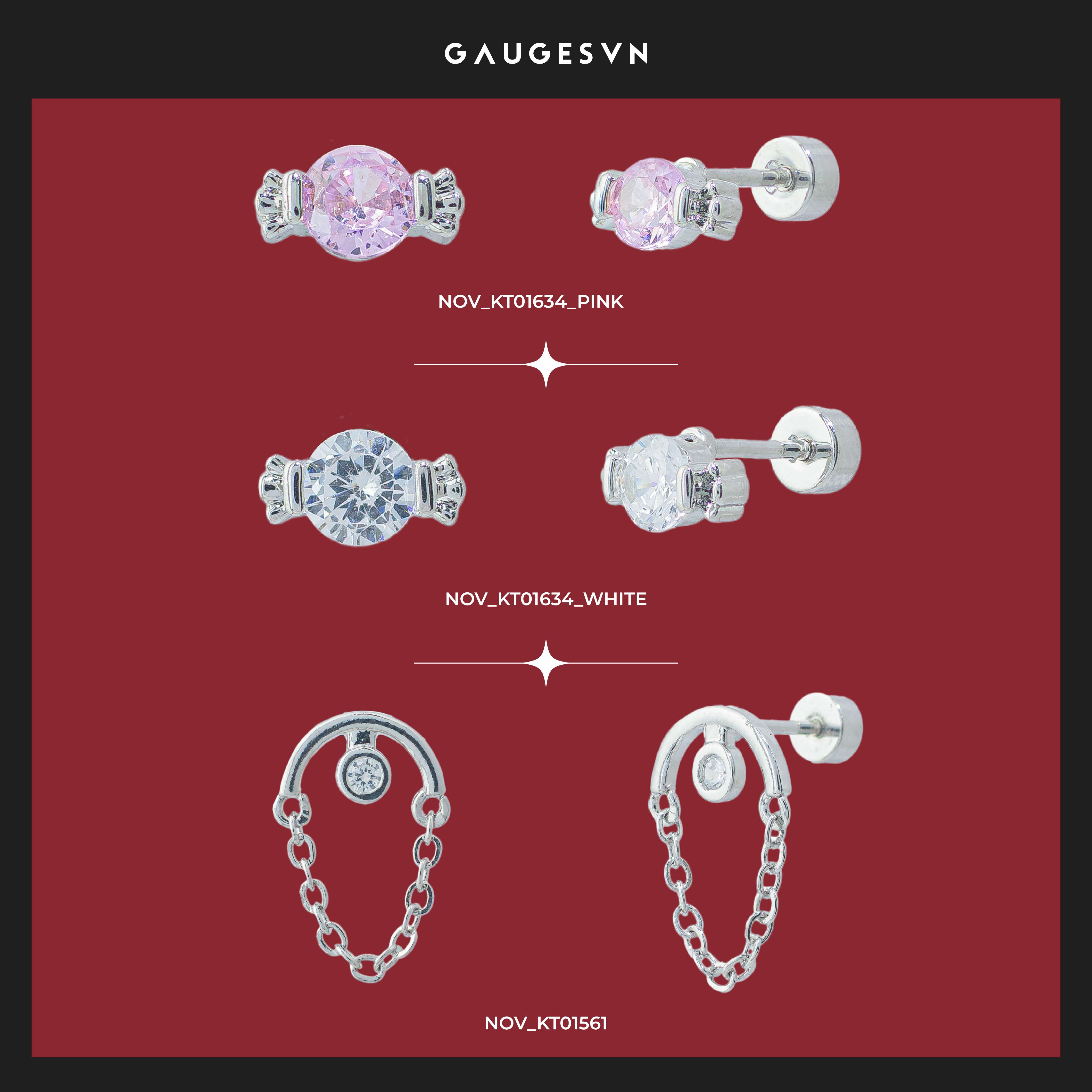 Khuyên tai Sweet Candy & Chấm đá fall xích