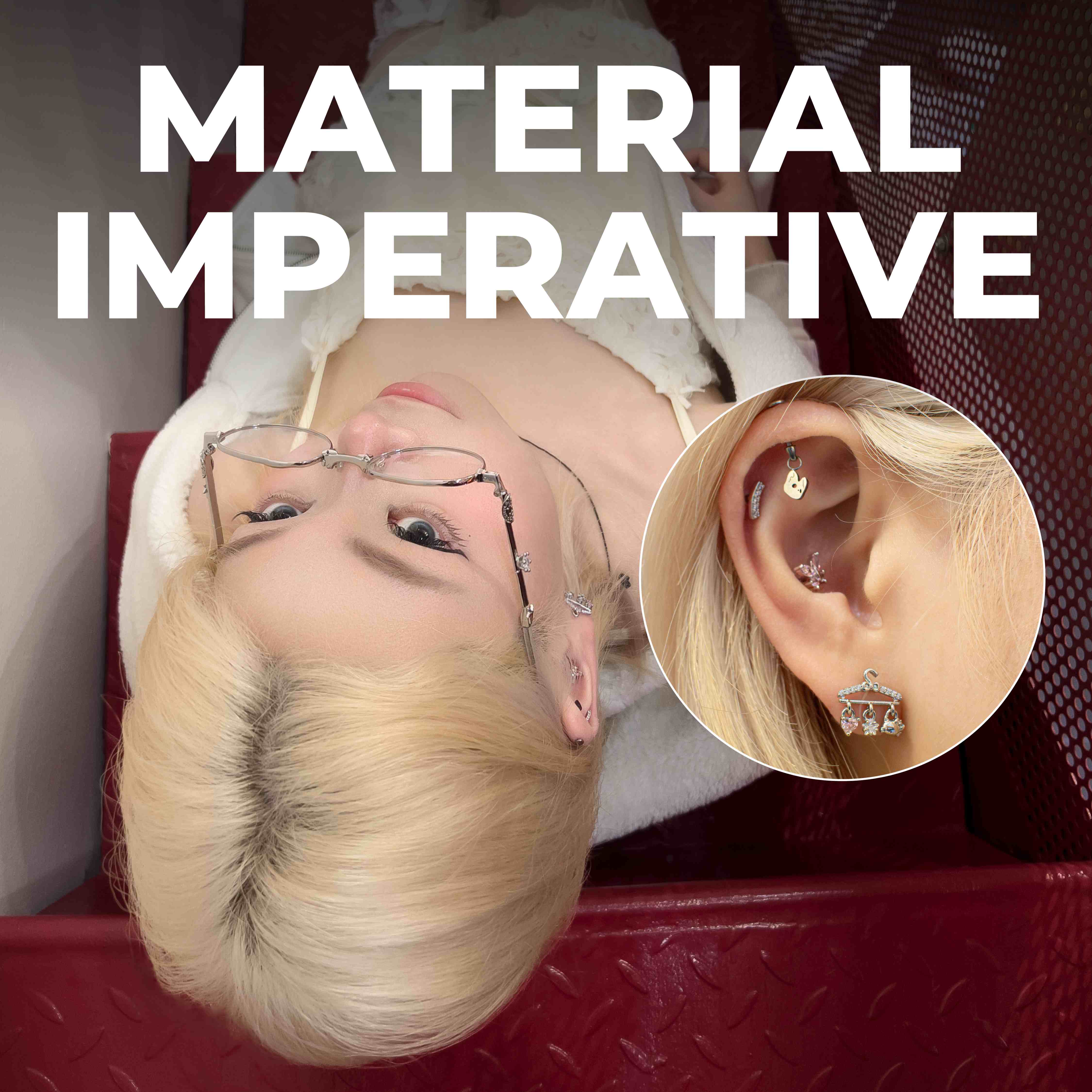 Khuyên TITANIUM Thanh cong & Butterfly hồng & Cái móc