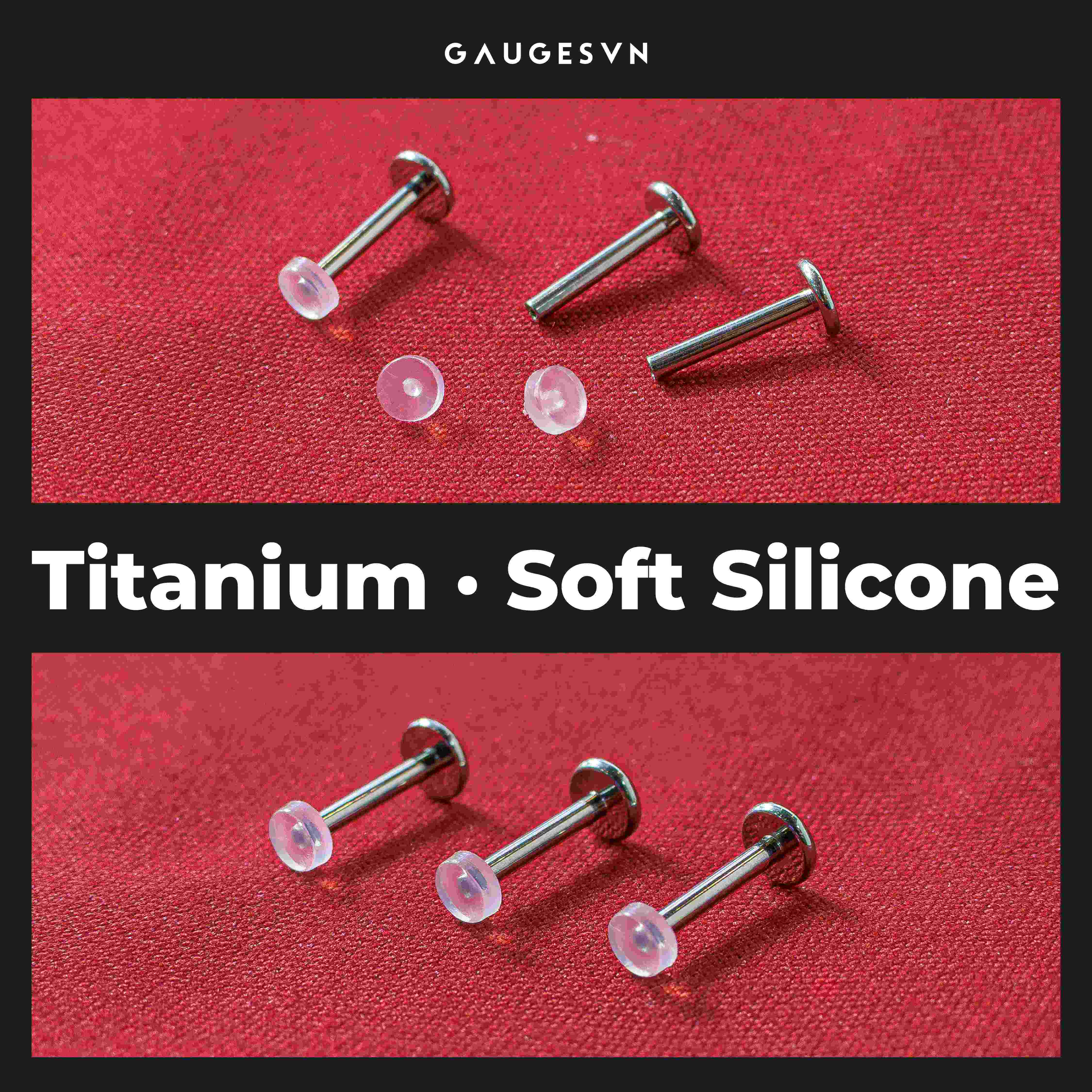 Khuyên TITANIUM mặt silicon trong suốt dùng giấu lỗ