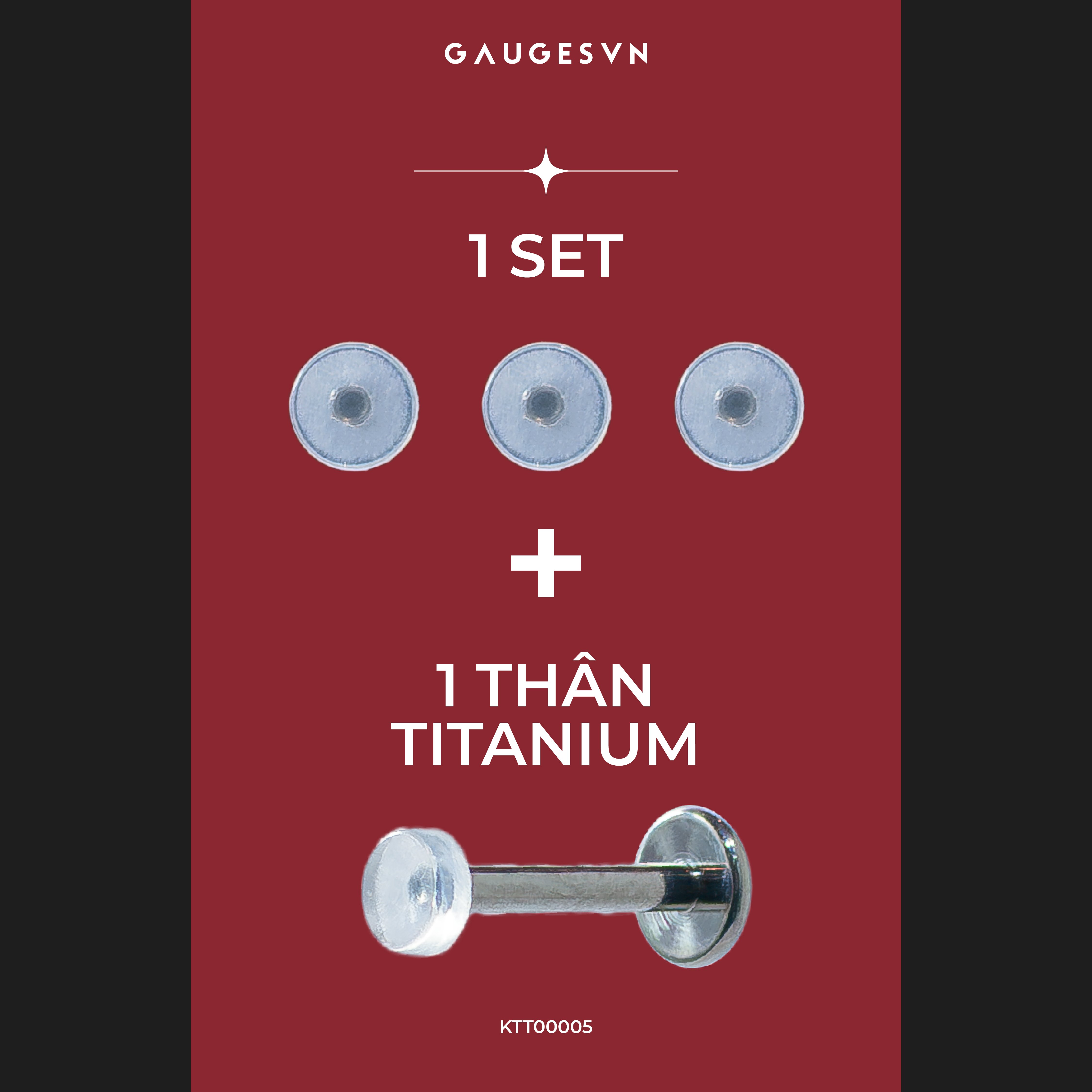 Khuyên TITANIUM mặt silicon trong suốt dùng giấu lỗ