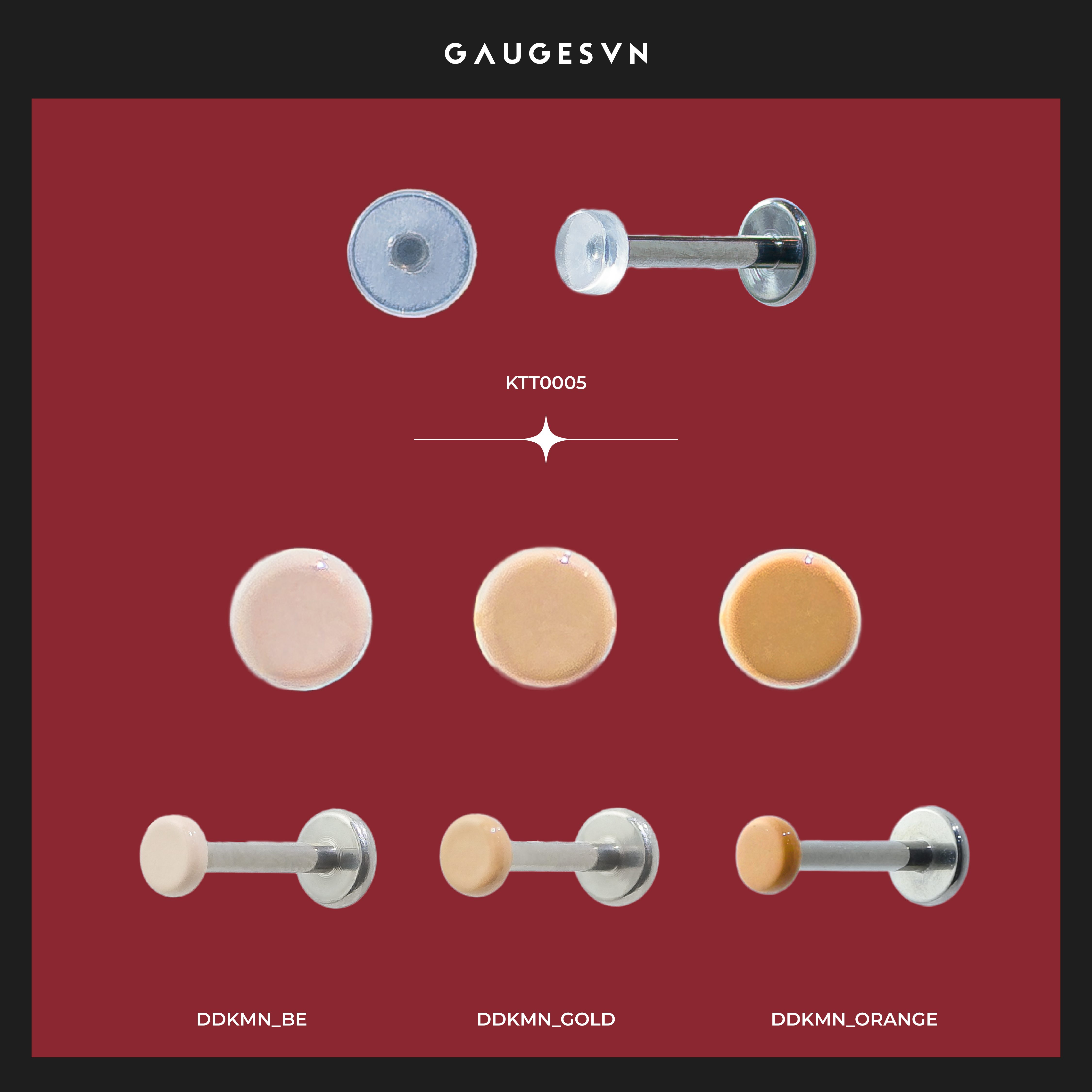 Khuyên TITANIUM mặt kem nền dùng giấu lỗ xỏ