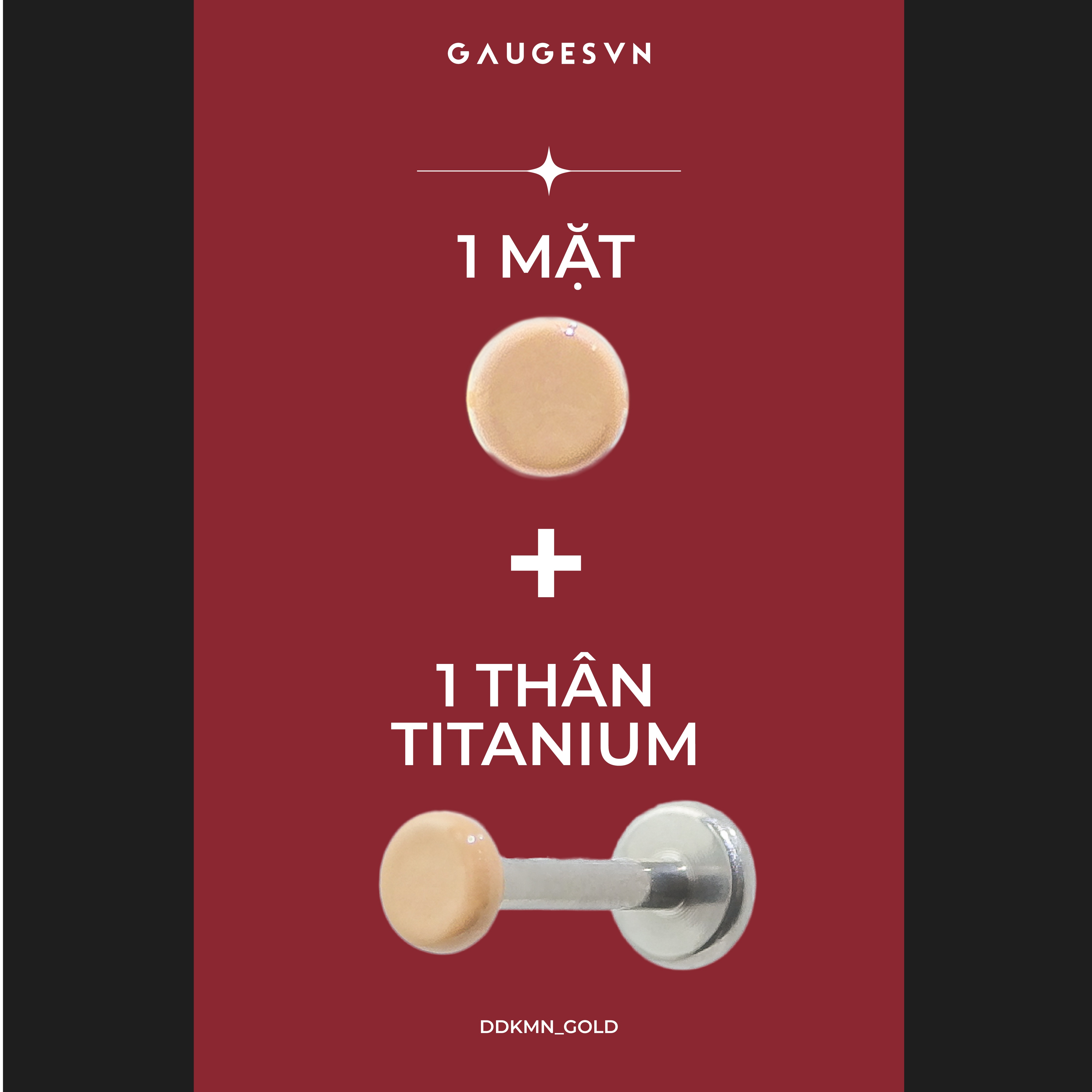 Khuyên TITANIUM mặt kem nền dùng giấu lỗ xỏ