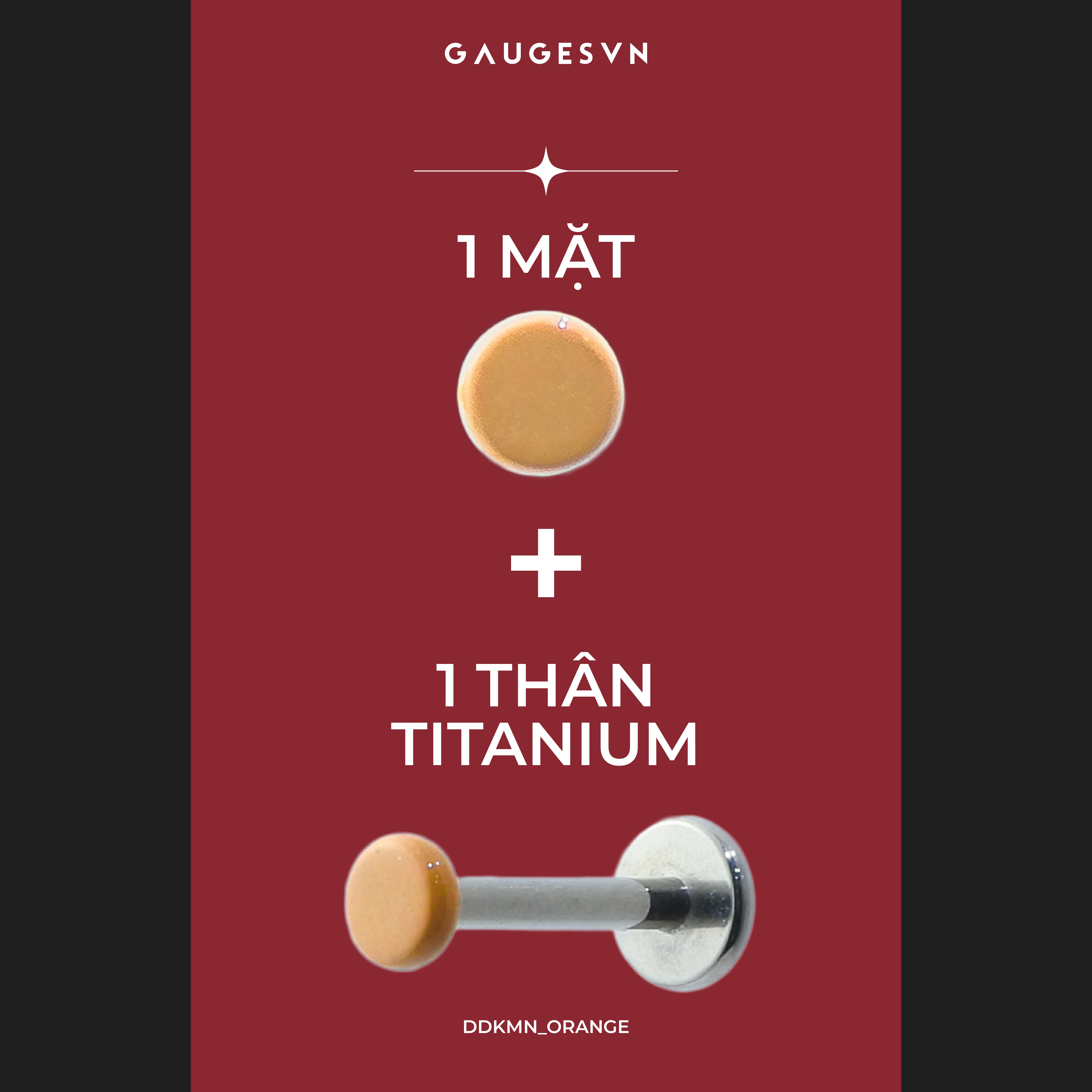 Khuyên TITANIUM mặt kem nền dùng giấu lỗ xỏ