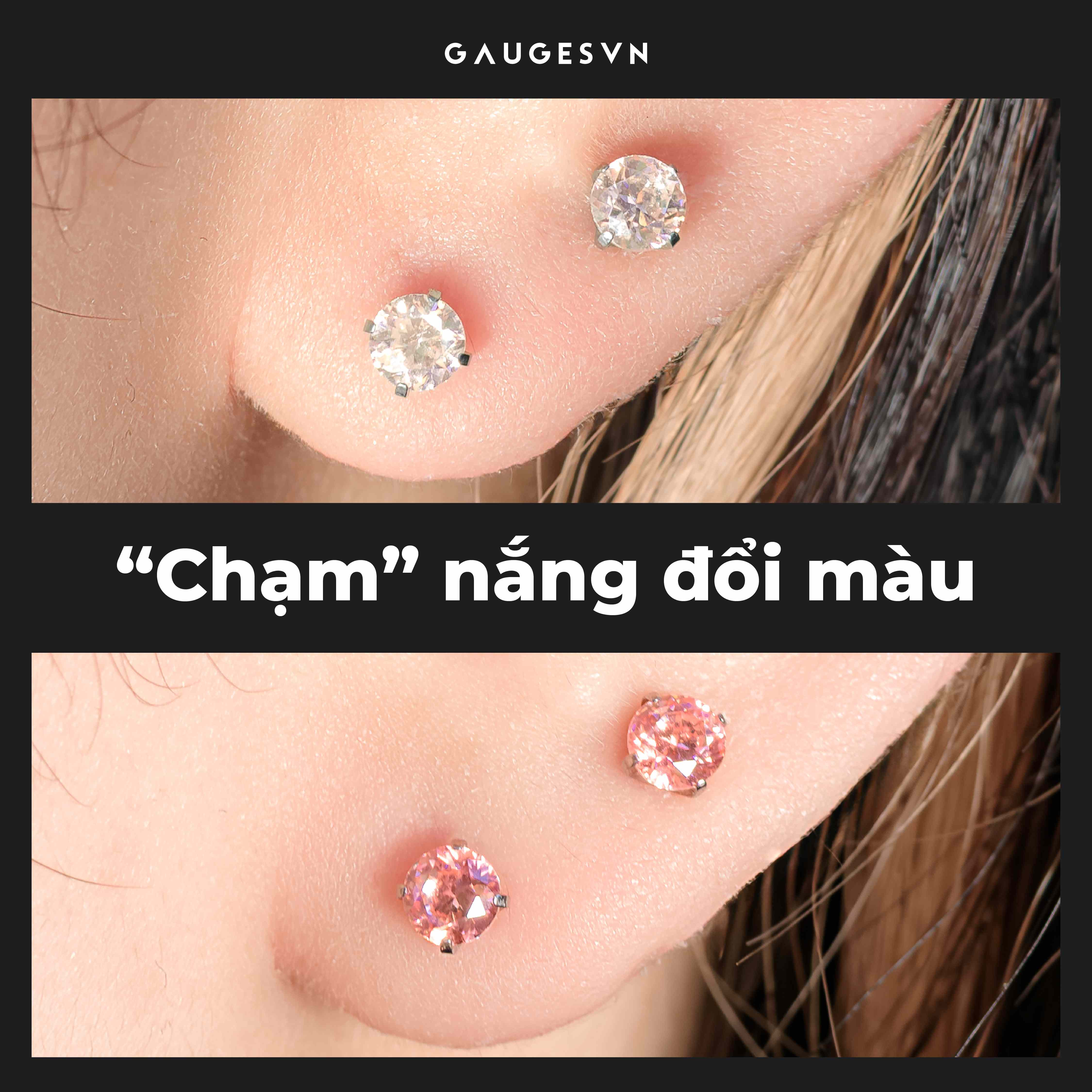 Khuyên TITANIUM Blush Aura đá chuyển sắc khi chạm ánh nắng