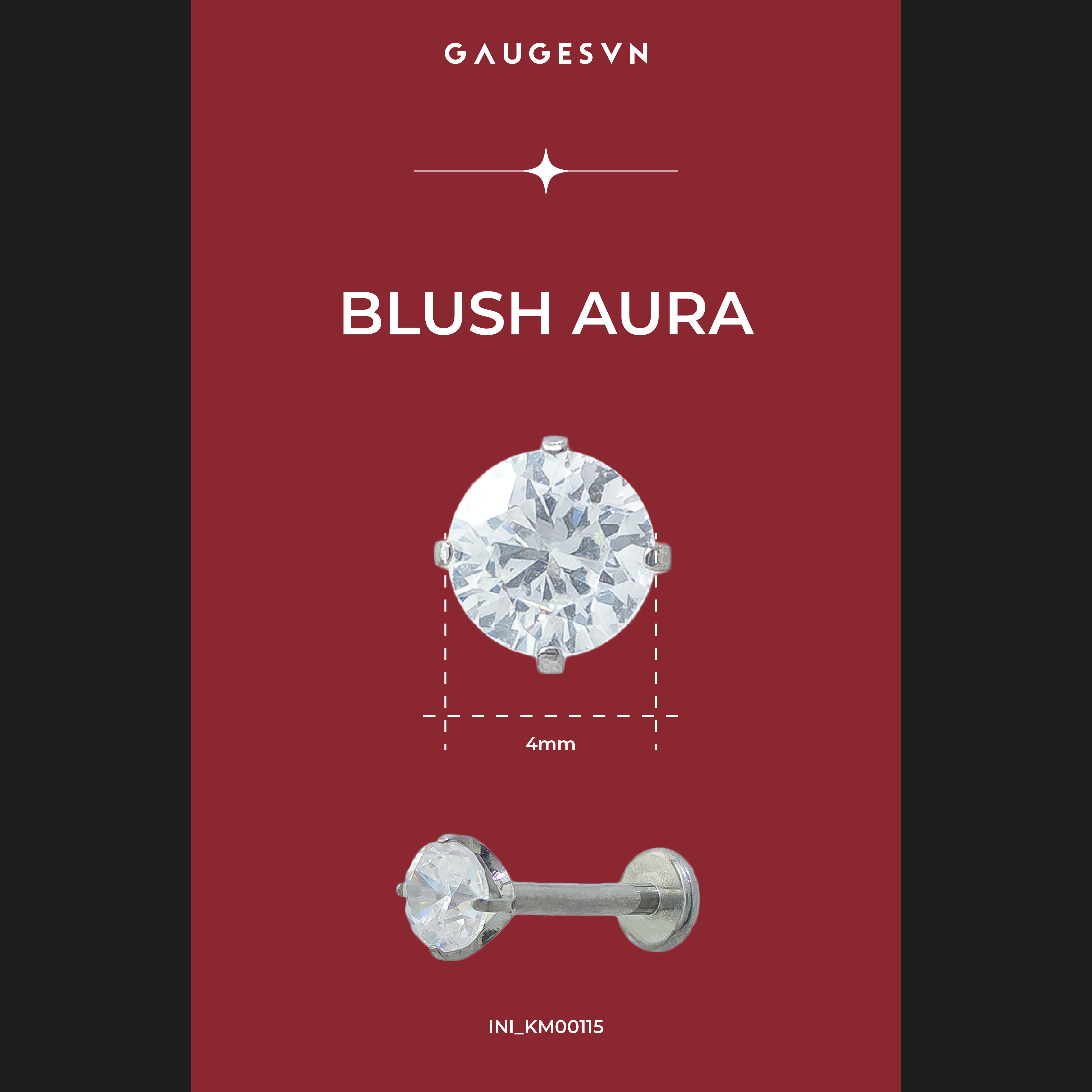 Khuyên TITANIUM Blush Aura đá chuyển sắc khi chạm ánh nắng