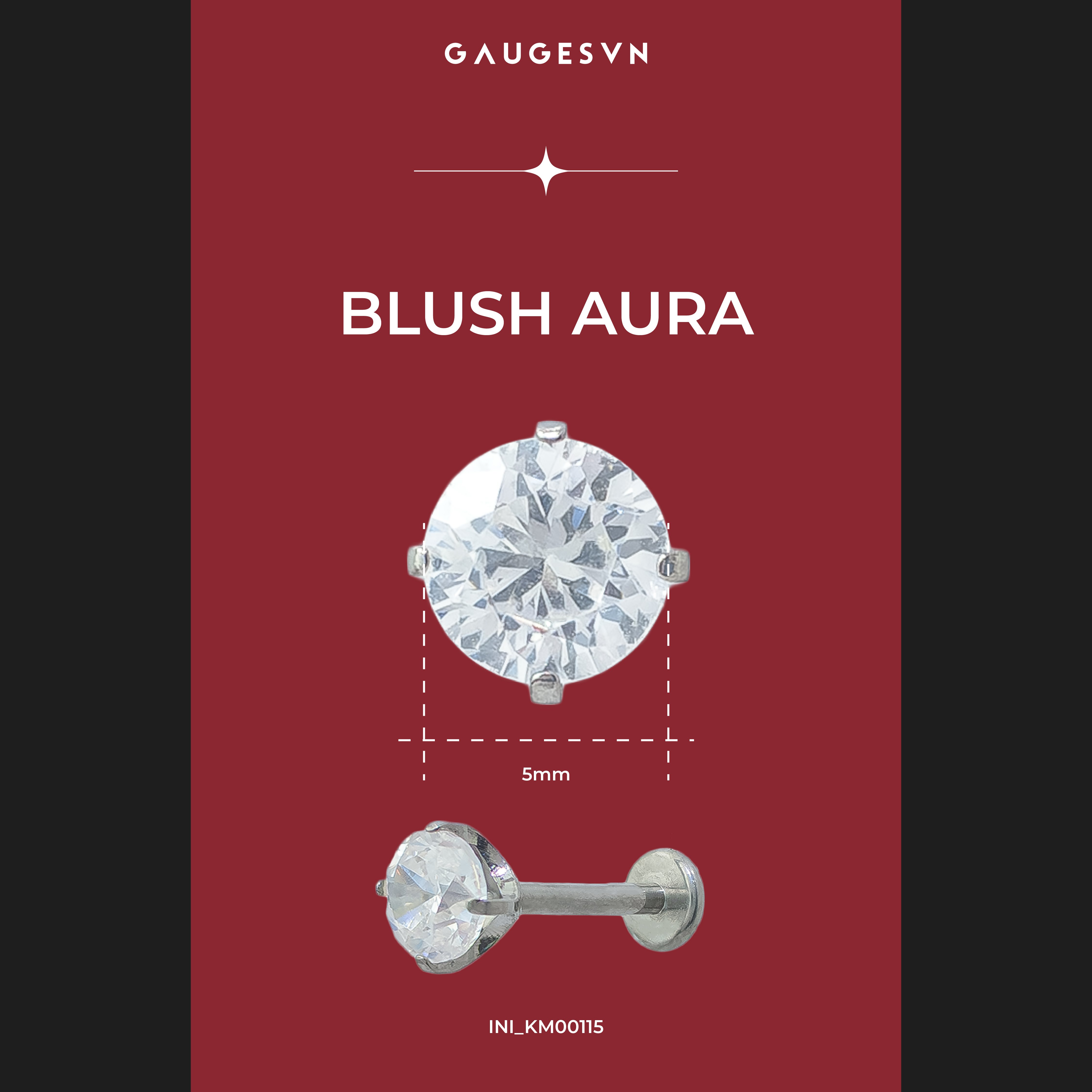 Khuyên TITANIUM Blush Aura đá chuyển sắc khi chạm ánh nắng